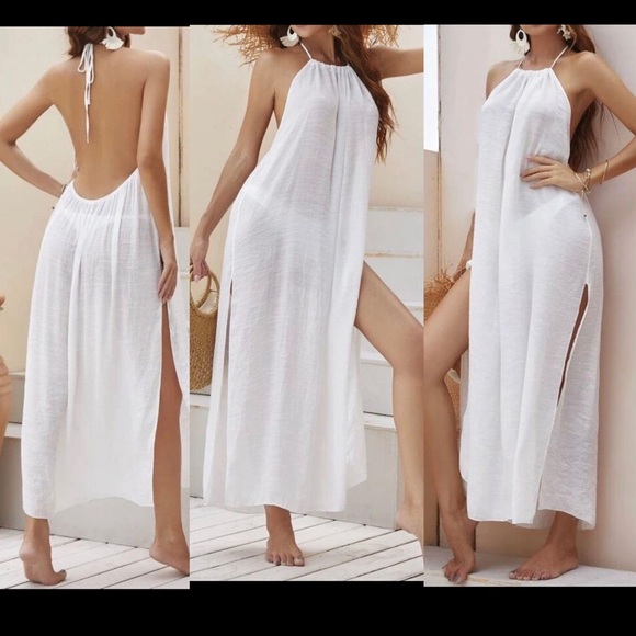 Other - Split Hem Halter Cover Up